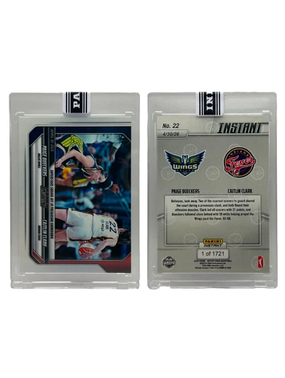 2026 Panini Instant WNBA #22 Paige Bueckers Wings Caitlin Clark Fever